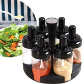 360ยฐ Rotating Spice Rack Organizer with 6 Jars | Modern Kitchen Turntable Seasoning Set