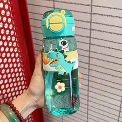 600ml School Cute Water Bottle with Straw for Kids Chilrdren Sports Outdoor Cup