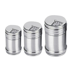 Stainless Steel Spice Shaker Set – 3-Piece Seasoning Jar Trio