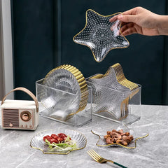 Acrylic Star Shape Plate Set With Metal Stand 8pcs