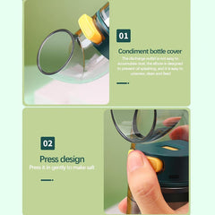 Precision Ratio Seasoning Dispenser Flask | Quantitative Salt & Spice Shaker (3pcs Set With Stand)