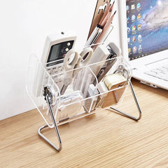 Acrylic Remote & Makeup Organizer — Clear Multi-Compartment Storage Box