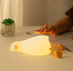 "Lazy Duck" Silicone Touch Sensor Night Light | Rechargeable Bedside Lamp & Phone Holder