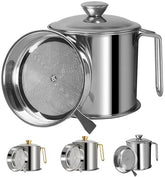 Oil Filter Pot — Stainless Steel / Heat-Resistant Container for Frying Oil & Grease Storage