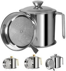 Oil Filter Pot — Stainless Steel / Heat-Resistant Container for Frying Oil & Grease Storage