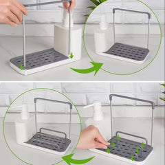 5-in-1 Premium Kitchen Sink Organizer Set | Dual Soap Dispenser, Sponge Holder & Draining Tray