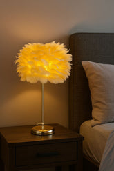 Electric Feather Lamp with Metal Base