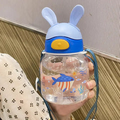 450ml Cute Water Cup with Straw –Bunny Design