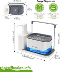 5-in-1 Premium Kitchen Sink Organizer Set | Dual Soap Dispenser, Sponge Holder & Draining Tray