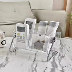 Acrylic Remote & Makeup Organizer — Clear Multi-Compartment Storage Box