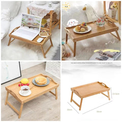 Portable Foldable Wooden Bed Table (50x30cm) | Multipurpose Laptop Desk & Breakfast Tray
