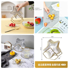 Acrylic Star Shape Plate Set With Metal Stand 8pcs