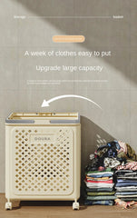 Portable Foldable Laundry Basket with Wheels | Rolling High-Capacity PP Hamper