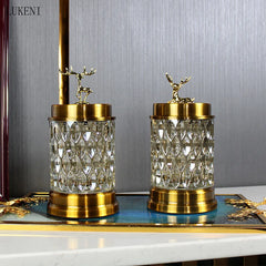 Deer Design Gold Candy Jar