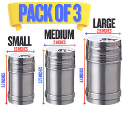 Stainless Steel Spice Shaker Set – 3-Piece Seasoning Jar Trio