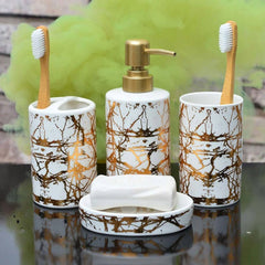 High Quality White Marble Style Ceramic Bathroom Set 4Pcs