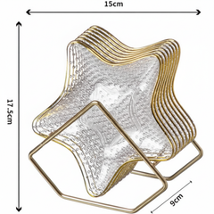 Acrylic Star Shape Plate Set With Metal Stand 8pcs