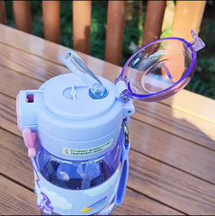 600ml School Cute Water Bottle with Straw for Kids Chilrdren Sports Outdoor Cup