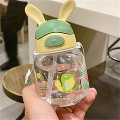 450ml Cute Water Cup with Straw –Bunny Design