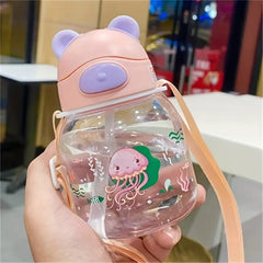 450ml Cute Water Cup with Straw –Bunny Design