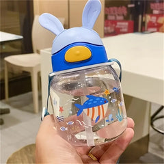 450ml Cute Water Cup with Straw –Bunny Design