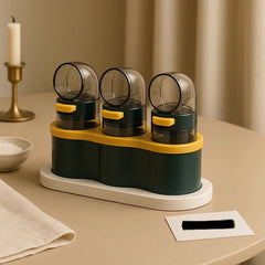 3-in-1 Compact Seasoning Dispenser Set – Rotating Spice Containers with Airtight Lids