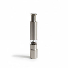 Stainless Steel One-Handed Push Grinder | Manual Pepper Mill & Salt Grinder | Vertical Kitchen Seasoning Tool