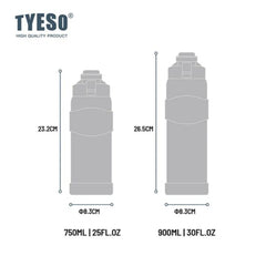 Tyeso Stainless Steel Insulated Water Bottle โ 900ml