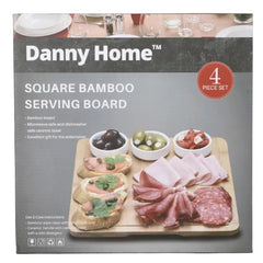Danny Home Bamboo Serving Board & Bowls Set of 4 Pcs
