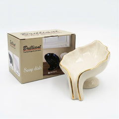 Brilliant Ceramic Leaf Shape Self Draining Soap Dish