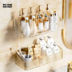 CORNER WALL-MOUNTED COSMETIC RACK – NO-DRILL BATHROOM ORGANIZER FOR ACCESSORIES