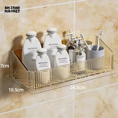 CORNER WALL-MOUNTED COSMETIC RACK – NO-DRILL BATHROOM ORGANIZER FOR ACCESSORIES