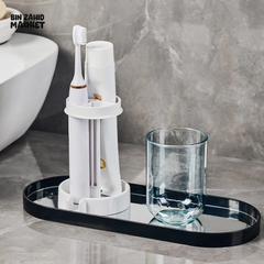 HOUSEHOLD BATHROOM 3-IN-1 TOOTHBRUSH HOLDER TOOTHPASTE & MOUTHWASH CUP ORGANIZER DRY AND DUSTPROOF CLEANING TOOL STORAGE RACK