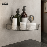 LUXURY VILLA BATHROOM CORNER SHELF ORGANIZER – SUCTION WALL MOUNTED ACRYLIC RACK