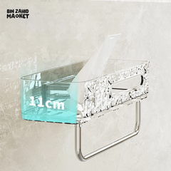 PUNCH-FREE WALL MOUNTED BATHROOM STORAGE RACK PACK OF 2 – TRANSPARENT TOILETRIES & MAKEUP ORGANIZER TRAY