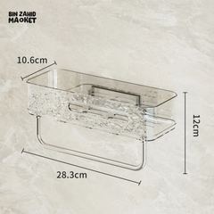 PUNCH-FREE WALL MOUNTED BATHROOM STORAGE RACK PACK OF 2 – TRANSPARENT TOILETRIES & MAKEUP ORGANIZER TRAY