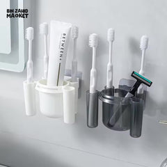 TOOTHBRUSH SHELF WITH CUP – NO PUNCH WALL MOUNT DESIGN