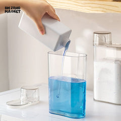 TRANSPARENT LIQUID & POWDER DISPENSER – MULTI-PURPOSE STORAGE CONTAINER FOR LAUNDRY, CLEANING & KITCHEN USE WITH EASY POUR SPOUT