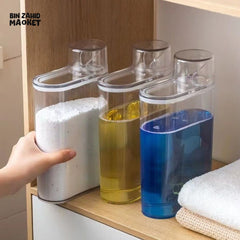 TRANSPARENT LIQUID & POWDER DISPENSER – MULTI-PURPOSE STORAGE CONTAINER FOR LAUNDRY, CLEANING & KITCHEN USE WITH EASY POUR SPOUT