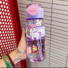 600ml School Cute Water Bottle with Straw for Kids Chilrdren Sports Outdoor Cup