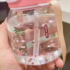 450ml Cute Water Cup with Straw –Bunny Design