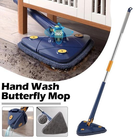 Adjustable 360 Degree Rotatable Butterfly Triangle Cleaning Mop
