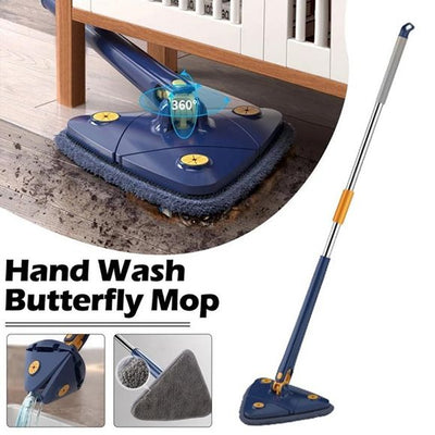 Adjustable 360 Degree Rotatable Butterfly Triangle Cleaning Mop