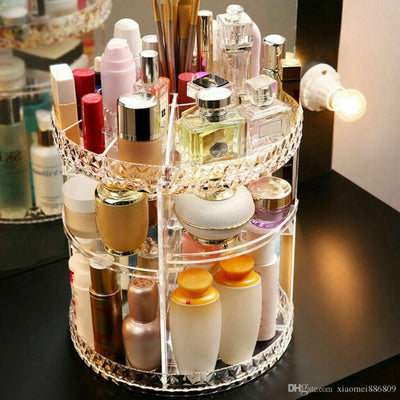 360 Rotating Decorative Diamond Cosmetic Organizer