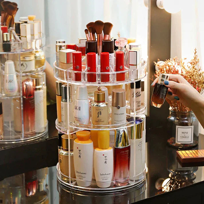 360 Rotating Decorative Diamond Cosmetic Organizer