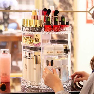 360 Rotating Decorative Diamond Cosmetic Organizer