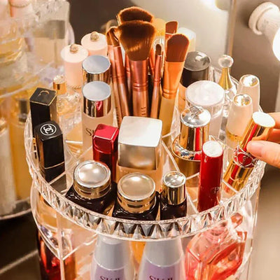 360 Rotating Decorative Diamond Cosmetic Organizer