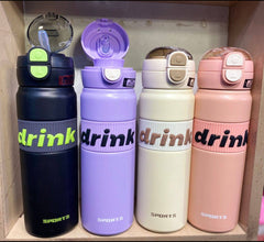 700ml DRINK Sports Water Bottle with Straw & Flip Lid