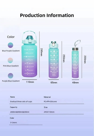 3 pcs Water Bottle Set