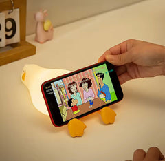 "Lazy Duck" Silicone Touch Sensor Night Light | Rechargeable Bedside Lamp & Phone Holder